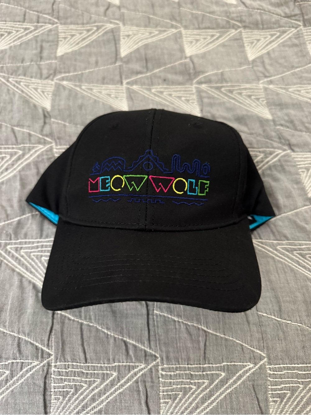 Meow Wolf Black Embroidered Logo Cap with Neon Accents